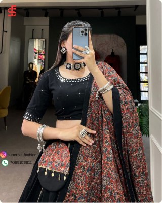 Celebrate New Collection Navratri style lovely printed cotton lehenga choli With Purse  Wholesale lehenga choli