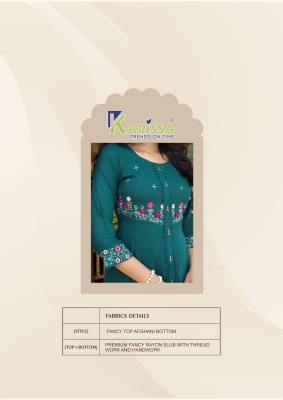 Celina by Karissa Premium pure reyon Designer suit with Afghani Bottom catalogue at affordable rate readymade suit catalogs