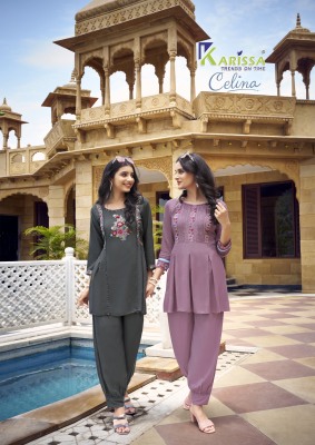 Celina by Karissa premium Liva Tag Fancy Short top with Afghani bottom catalogue at affordable rate Karissa 