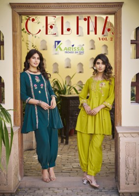 Celina vol 2 by Karissa Premium Pure reyon Short top with Afghani Collection at affordable rate Karissa 