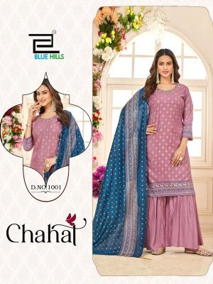 Chahal by Blue Hills Reyon Foil Printed Designer Readymade suit catalogue at affordable rate readymade suit catalogs