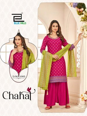 Chahal by Blue Hills Reyon Foil Printed Designer Readymade suit catalogue at affordable rate readymade suit catalogs