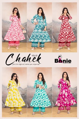 Chahek vol 2 by Bonie Embroidered Flair Printed kurta with pant at amavi expo kurtis catalogs