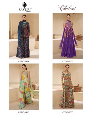 Chakori by Sayuri Designer pure muslin Flower Printed Readymade Sharara Suit catalogue fancy sharara suit Catalogs