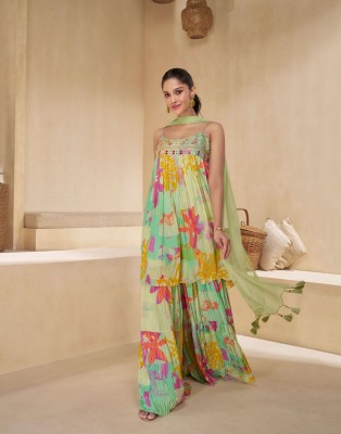 Chakori by Sayuri Designer pure muslin Flower Printed Readymade Sharara Suit catalogue fancy sharara suit Catalogs