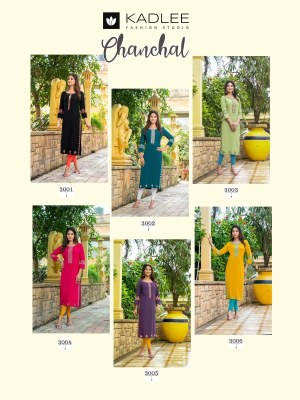 Chanchal by Kadlee Heavy Reyon Embroidered Fancy Kurti collection at low rate kurtis catalogs