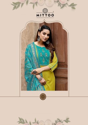 Chand by Mittoo Reyon Thread Work Cotton Kurti pant with dupatta catalogue at low rate readymade suit catalogs