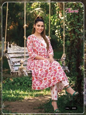 Charvii Pure Cotton 60×60 Discharge Print Kurti Pant Set kurtis catalogs