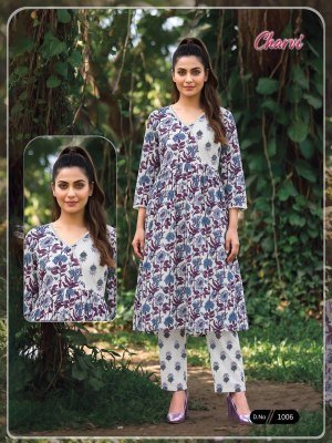Charvii Pure Cotton 60×60 Discharge Print Kurti Pant Set kurtis catalogs