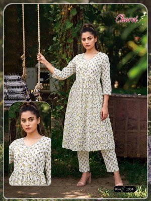 Charvii Pure Cotton 60×60 Discharge Print Kurti Pant Set kurtis catalogs