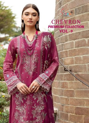 Chevron Vol 9 by Shree Fab Pure Cotton Self Embroidered Pakistani suit collection  Shree fab