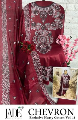 Chevron cotton vol 11 by Jade Pure Heavy Lawn Cotton unstitched suit catalogue at affordable rate salwar kameez catalogs