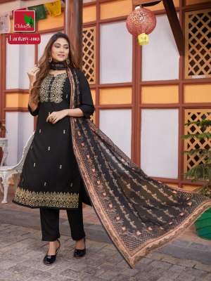 Chhaya by Fantcy  heavy modal silk embroidered kurti pant and dupatta catalogue at affordable rate readymade suit catalogs