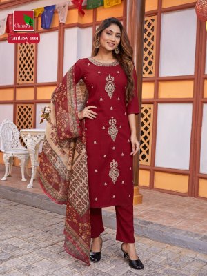Chhaya by Fantcy  heavy modal silk embroidered kurti pant and dupatta catalogue at affordable rate readymade suit catalogs