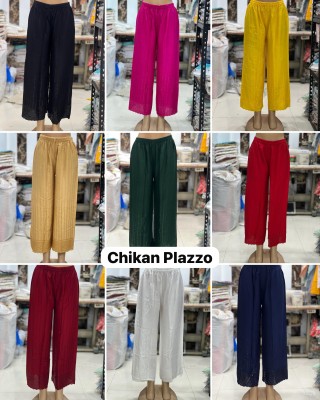Chikankari Palazzo 2 Presented Chikankari Work Loose Fit Plazzo in 9 Colors Palazzo catalogue at affordable rate bottom wear catalogs