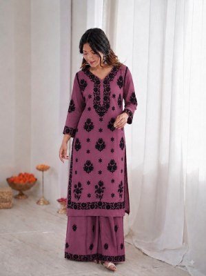 Chikankari Set Heavy Rayon Embroidery Thread Work Kurti with Palazzo kurtis catalogs