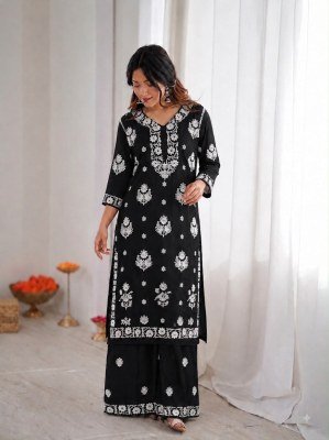 Chikankari Set Heavy Rayon Embroidery Thread Work Kurti with Palazzo kurtis catalogs