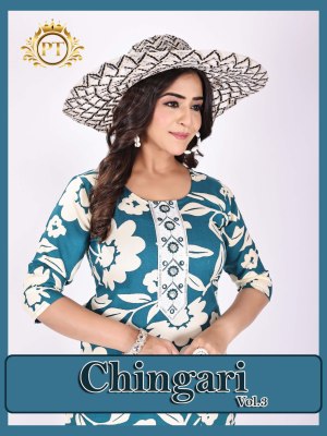 Chingari vol 3 by Padmavati Textile Reyon ODP Printed Gala work Kurti with bottom collection at affordable rate wholesale catalogs