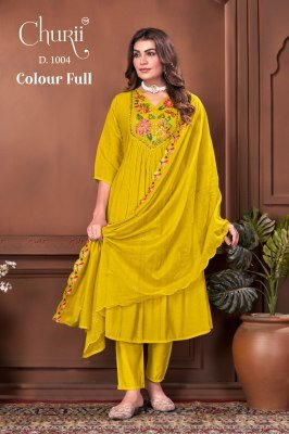 Churii Colour Full Kurti Pant with Dupatta Set kurti pant with dupatta Catalogs