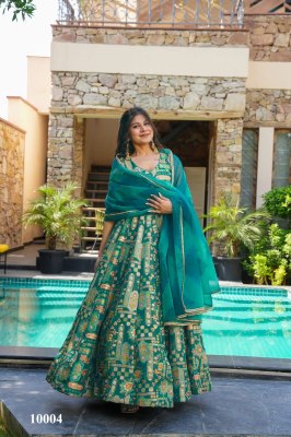 Clora vol 10 stunning Beautiful digital printed Ethnic wear Fully flared gown set collection Peacock Blue  Colour Wholesale  Single