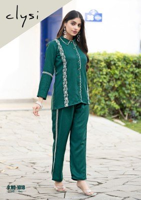 Clysi IRIS Viscose Slub Top And Bottom Co-ord Set with Threadwork Wholesale co ord set catalogs