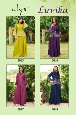 Clysi Luvika Gajji Silk Kurti Pant Set with Thread & Handwork (S–3XL) fancy sharara suit Catalogs