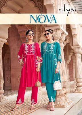 Clysi Nova Viscose Butti Kurti Pant Set with Thread & Handwork 