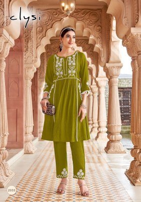 Clysi Nova Viscose Butti Kurti Pant Set with Thread & Handwork kurtis catalogs