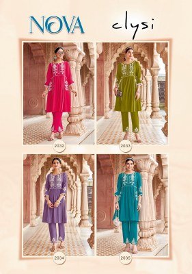 Clysi Nova Viscose Butti Kurti Pant Set with Thread & Handwork kurtis catalogs