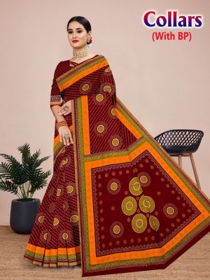 Collars by Devson Cotton Printed Fancy Saree with blouse collection sarees catalogs