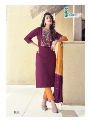 Colour Pix Saheli Heavy Viscose Fabrics Top Pant Dupatta set wholesale catalogue  kurtis catalogs