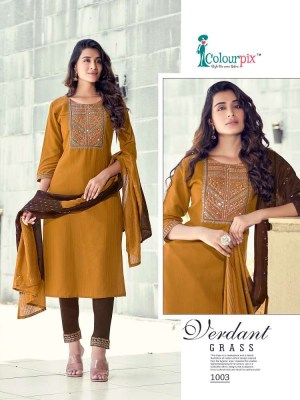 Colour Pix Saheli Heavy Viscose Fabrics Top Pant Dupatta set wholesale catalogue  kurtis catalogs