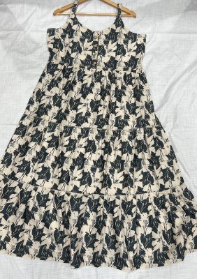 Coral Cotton Sleeveless Ruffle Maxi Dress Kurti 3 Tier Flare Adjustable Straps  Wholesale Ethnic kurtis catalogs