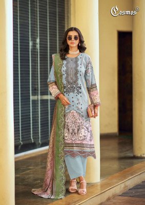 Cosmos Needle Wonder Vol. 5 Lawn Cotton Dress Material with Embroidered Top & Cut Work Dupatta dress material catalogs