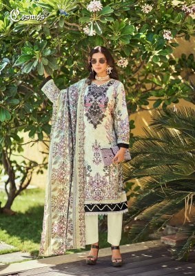 Cosmos Needle Wonder Vol. 5 Lawn Cotton Dress Material with Embroidered Top & Cut Work Dupatta dress material catalogs