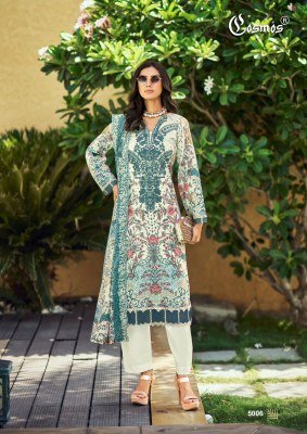Cosmos Needle Wonder Vol. 5 Lawn Cotton Dress Material with Embroidered Top & Cut Work Dupatta dress material catalogs