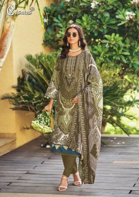 Cosmos Needle Wonder Vol. 5 Lawn Cotton Dress Material with Embroidered Top & Cut Work Dupatta dress material catalogs