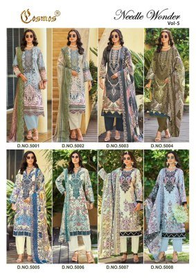 Cosmos Needle Wonder Vol. 5 Lawn Cotton Dress Material with Embroidered Top & Cut Work Dupatta dress material catalogs