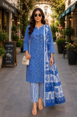 Cotton 3-Piece Suit Set with Cotton Dupatta wholesale catalogs