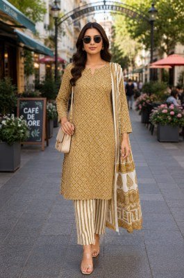 Cotton 3-Piece Suit Set with Cotton Dupatta Size wise Combo Set