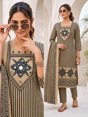 Cotton 60/60 3-Piece Kurti Pant Dupatta Set Size wise Combo Set