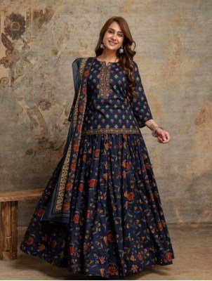 Cotton 60/60 3-Piece Skirt Top Dupatta Set for Women Size wise Combo Set