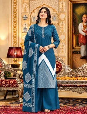 Cotton 60x60 Embroidery Work Kurti Bottom Dupatta Set 