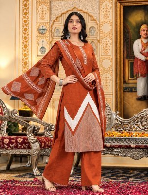Cotton 60x60 Embroidery Work Kurti Bottom Dupatta Set Size wise Combo Set