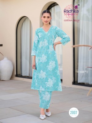 Cotton Bells vol 2 by Radhika Lifestyle Cotton Foil printed kurti with bottom collection in affordable rate kurtis catalogs