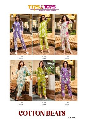 Cotton Bets vol 3 by Tips and tops Cotton Flex printed co ord set collection  co ord set catalogs