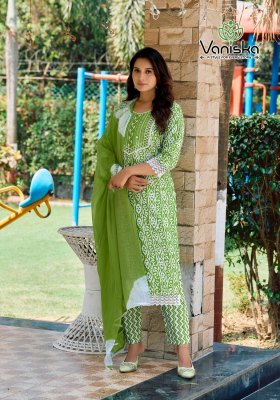 Cotton Culture vol 1 by Vaniska Cotton Batik Printed straight kurti pant with dupatta catalogue at affordable rate  readymade suit catalogs