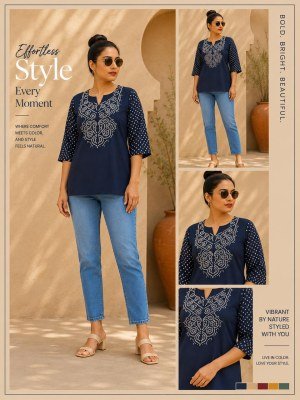 Cotton Dhabu Bhandej Print Short Tunic Kurti Collection Size wise Combo Set