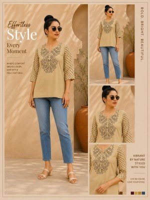 Cotton Dhabu Bhandej Print Short Tunic Kurti Collection Size wise Combo Set