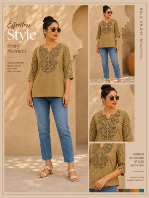 Cotton Dhabu Bhandej Print Short Tunic Kurti Collection Size wise Combo Set